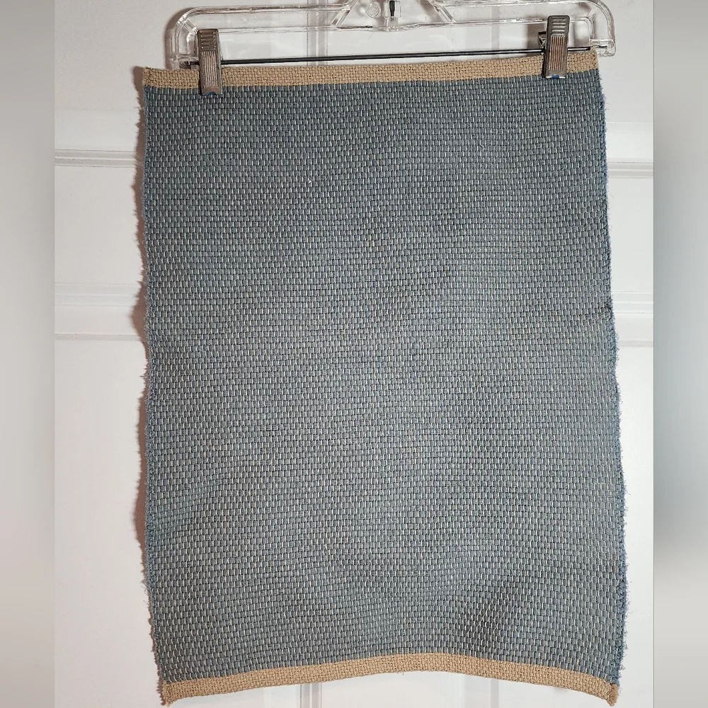 Crate And Barrel Blue And Tan Cotton Set Of 4 Placemats